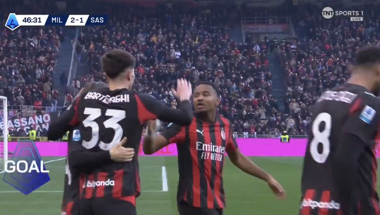 Watch: Bartesaghi gets second of the game to put Milan ahead against Sasuolo