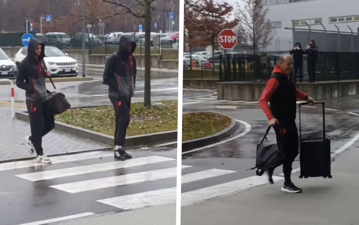 Watch: Milan squad arrive at airport for flight to Saudi Arabia amid heavy rain