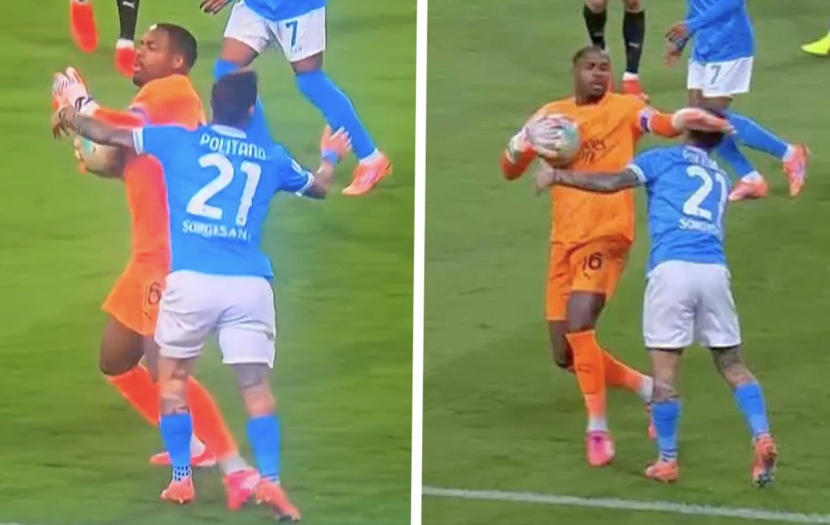 Maignan lucky to escape red card for flailing arm on Politano – video