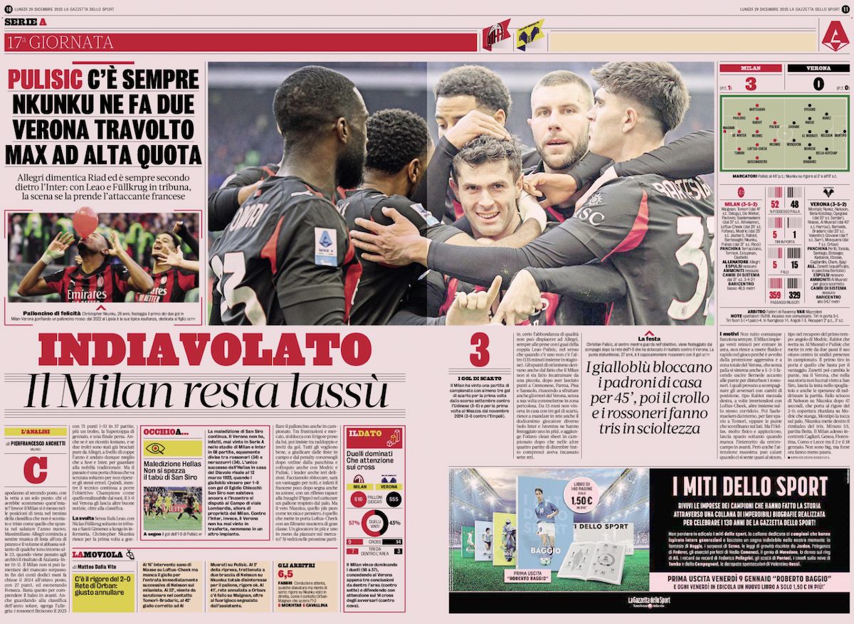 gazzetta dello sport 29 december verona