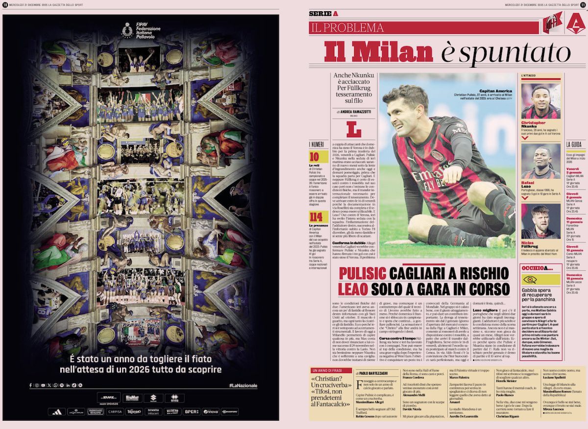la gazzetta dello sport 31 december