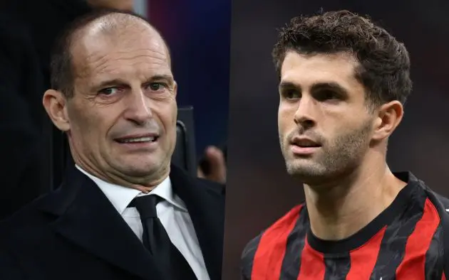 AC Milan coach AC Milan coach Massimiliano Allegri, Christian PulisicMassimiliano Allegri