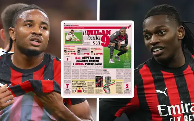 Christopher Nkunku of AC Milan, Rafael Leao