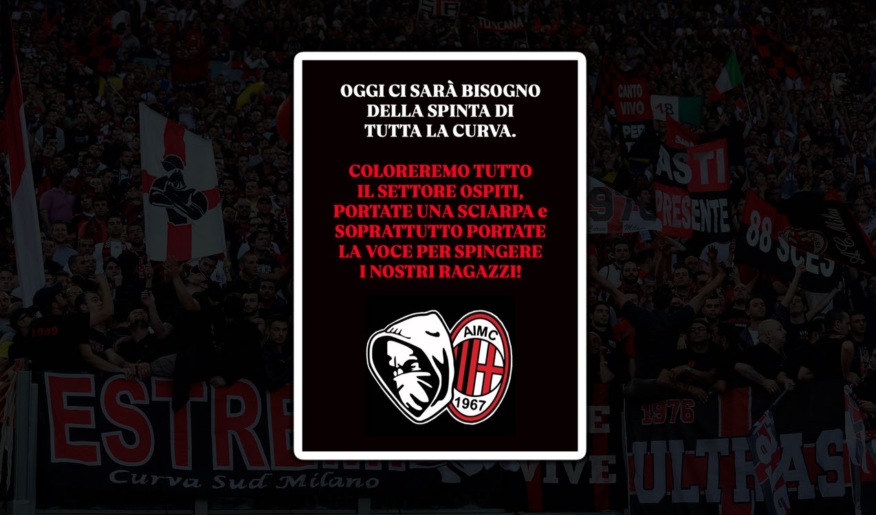 Curva Sud send message to AC Milan fans ahead of Lazio clash: "Raise your voice"