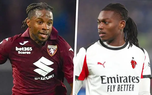Adrien Tameze of Torino, Rafael Leao of AC Milan