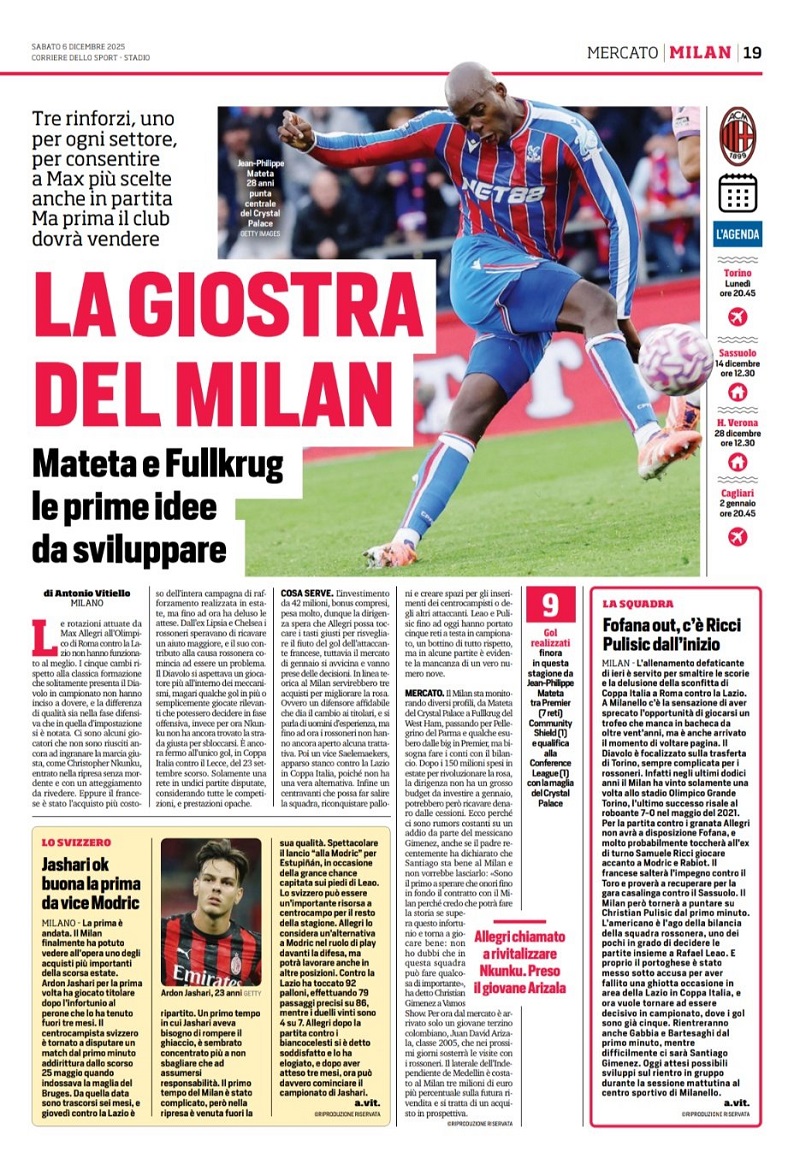 Mateta and Fullkrug Corriere dello Sport