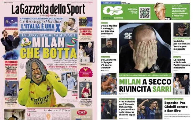 front pages 5 december lazio milan