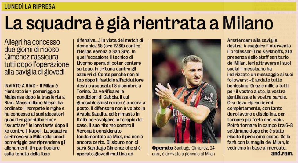 Rest Milan players ahead of Verona