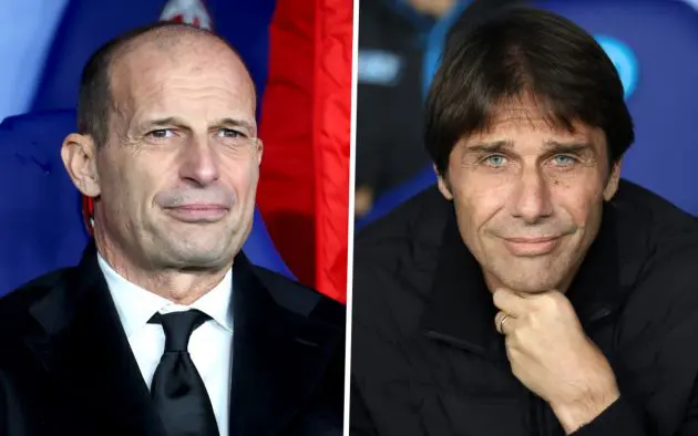 Antonio Conte, Head Coach of SSC Napoli, Massimiliano Allegri of AC Milan