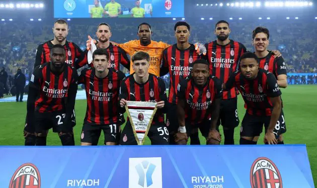 AC Milan players before Napoli Supercoppa