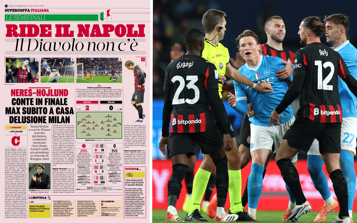 GdS: ‘The Diavolo weren’t there’ – how the Napoli defeat further exposed Milan’s flaws