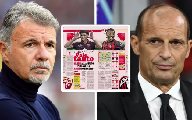 Marco Baroni, Head Coach of Torino, Massimiliano Allegri of AC Milan