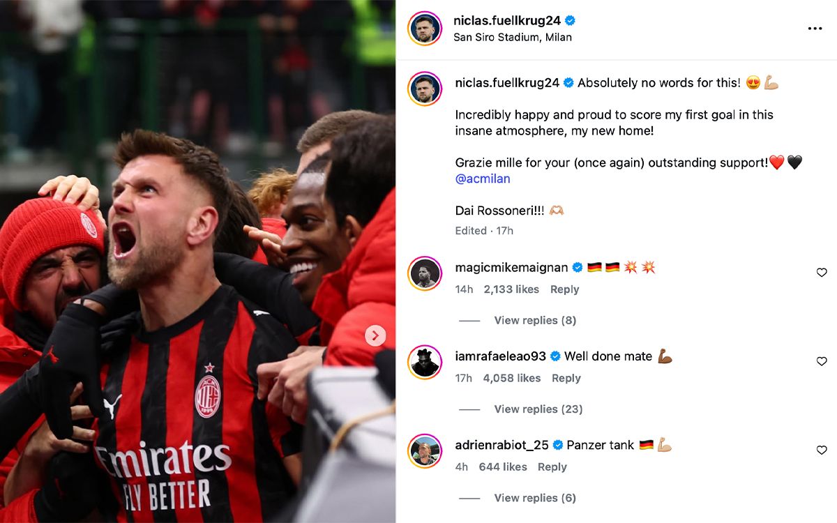 Photos: Players react to AC Milan 1-0 Lecce on social media: “My new home”