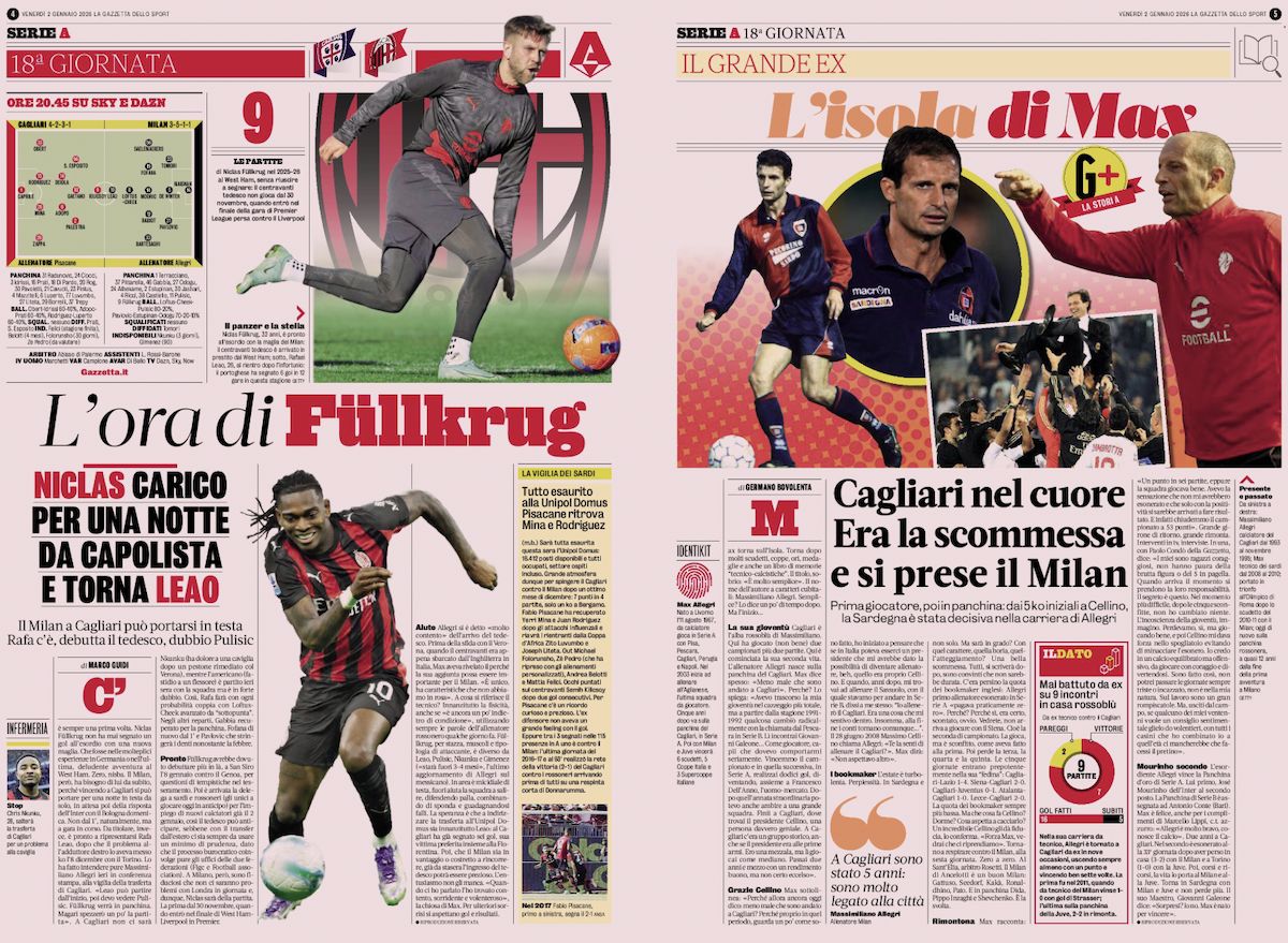 la gazzetta dello sport 2 January