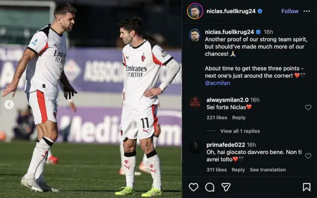 fullkrug fiorentina instagram post