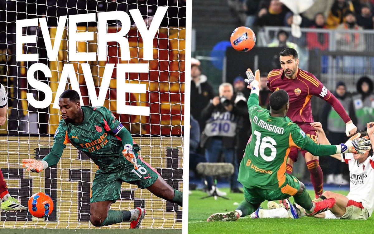 Watch: Maignan’s four best saves to earn MVP award in Roma 1-1 Milan