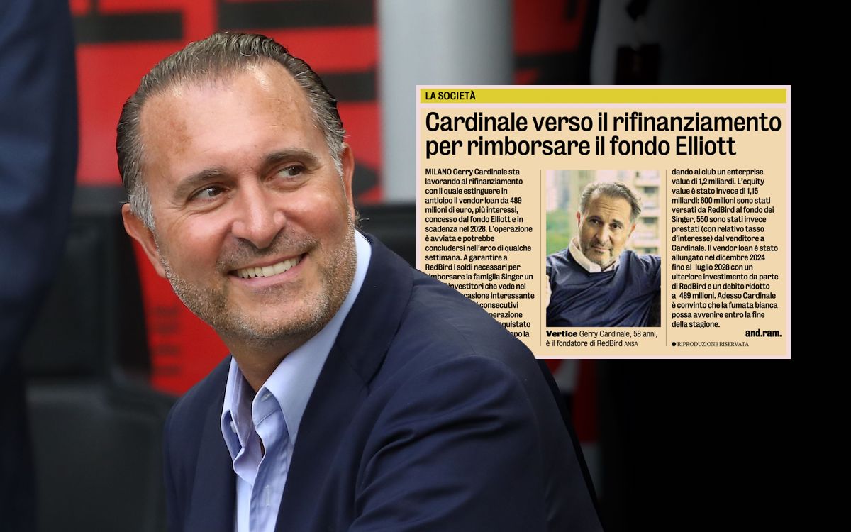 GdS: Elliott to ‘exit the scene’ at Milan – Cardinale confident of refinancing within months
