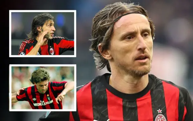 Luka Modric of AC Milan Pirlo Ancelotti