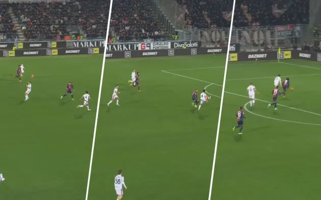 Combination nearly goal Cagliari-Milan