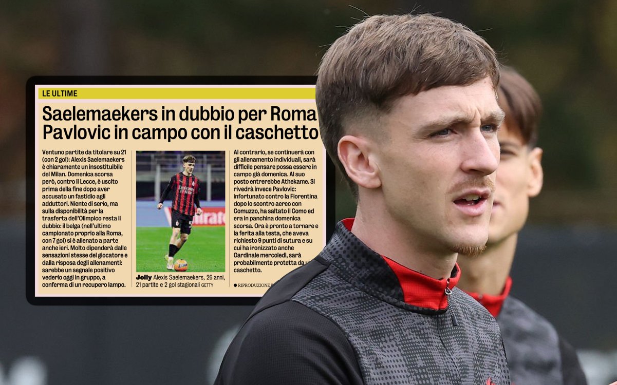 GdS: Saelemaekers in doubt but Pavlovic back - the indications ahead of Roma clash