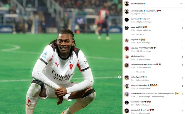 Leao reacts Cagliari-Milan