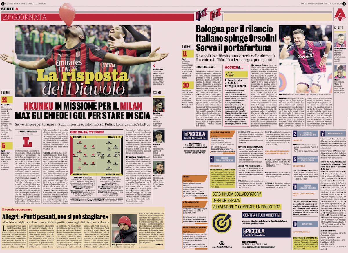 gazzetta dello sport 3 february