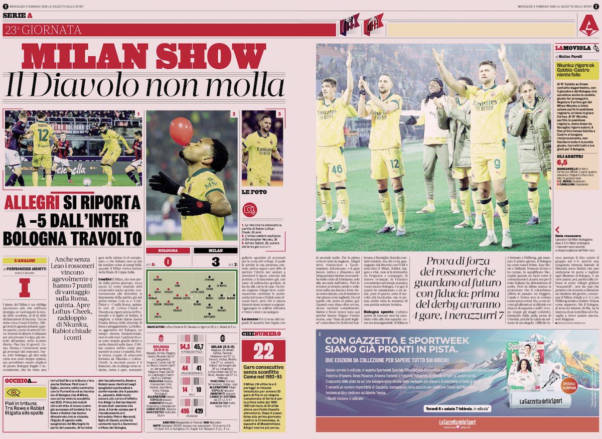 la gazzetta dello sport 4 february