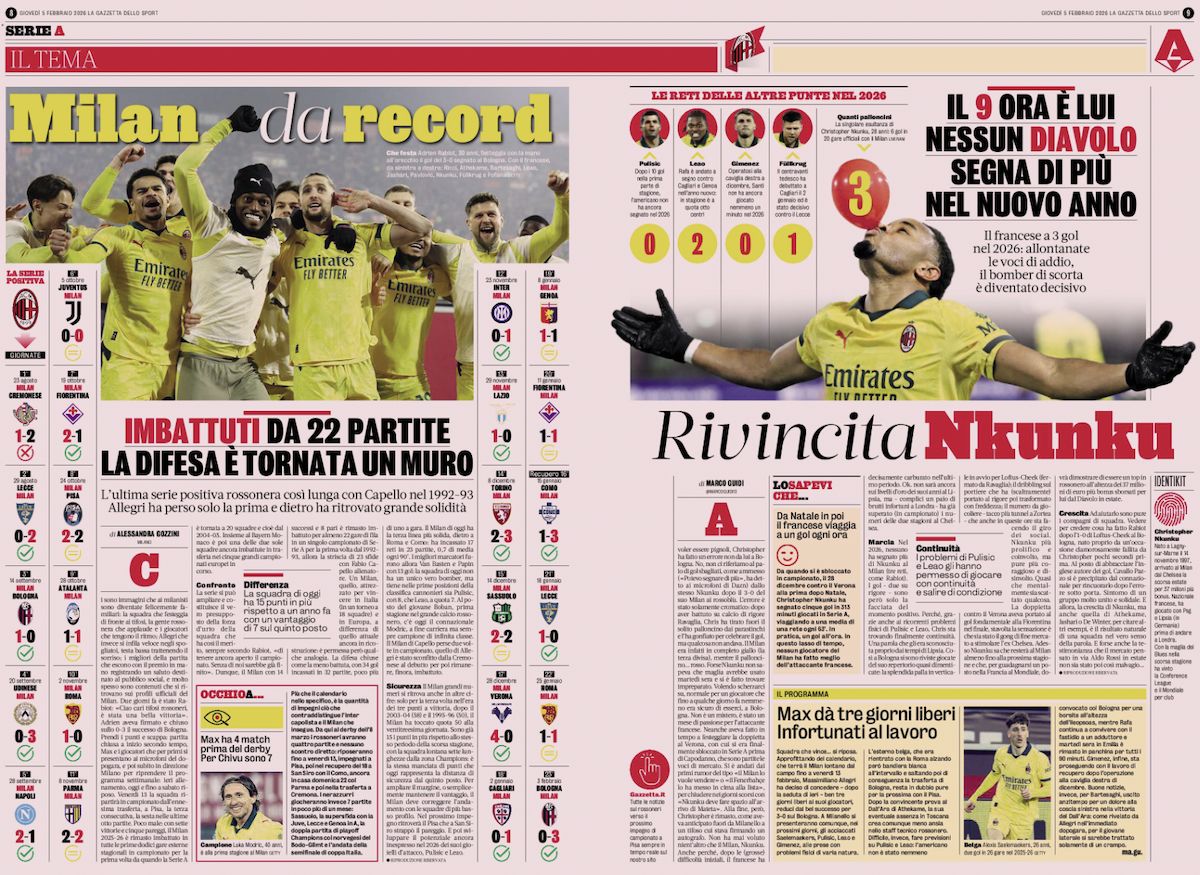 la gazzetta dello sport 5 february