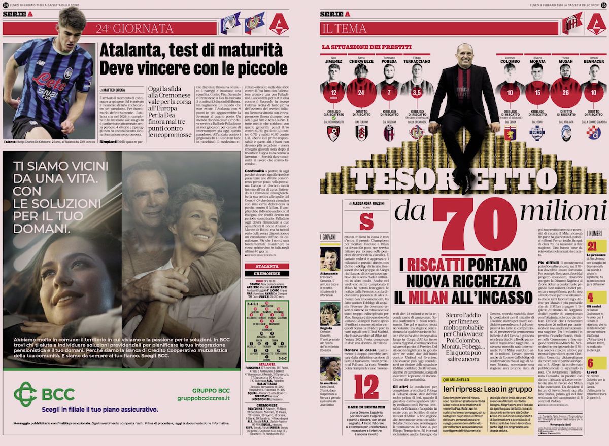 la gazzetta dello sport 9 feb