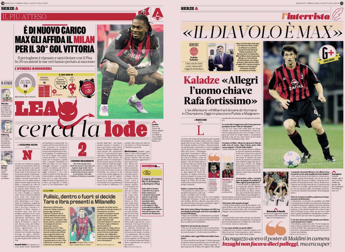 la gazzetta dello sport 11 feb