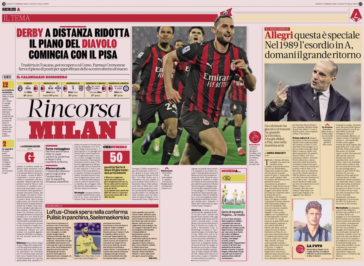 la gazzetta dello sport 12 feb