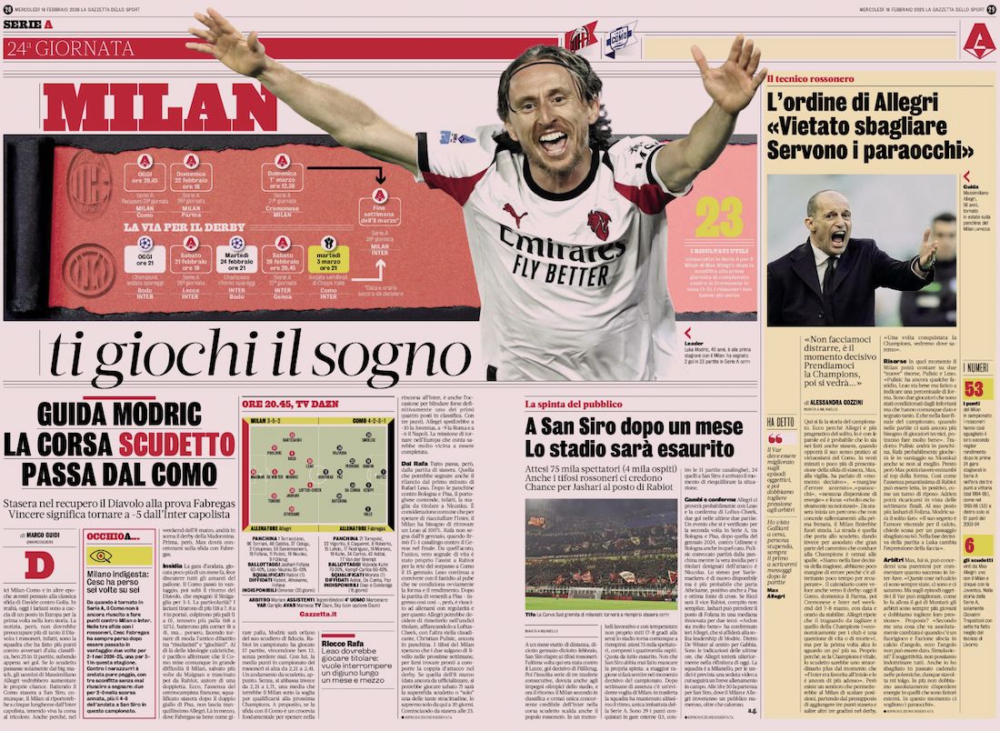 gazzetta dello sport 18 february