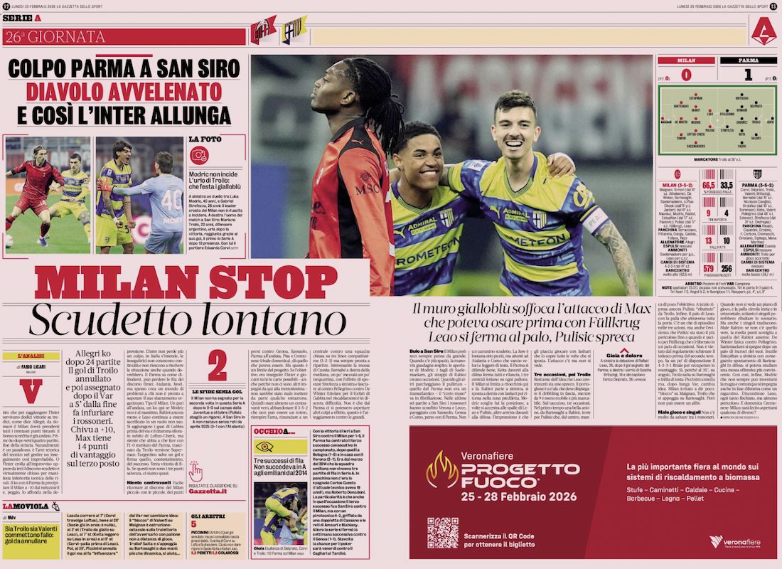 la gazzetta dello sport 23 february