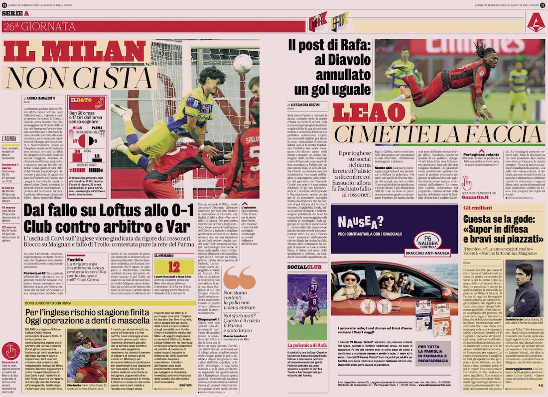 la gazzetta dello sport 23 february