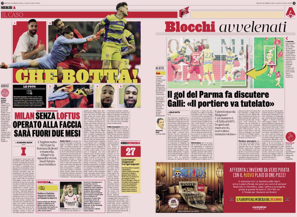 la gazzetta dello sport 24 february
