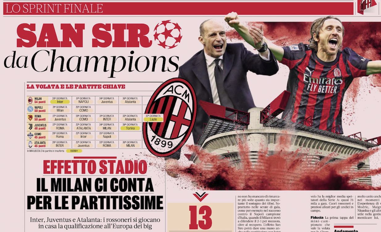 GdS: Milan must overcome San Siro issues with Champions League deciders awaiting