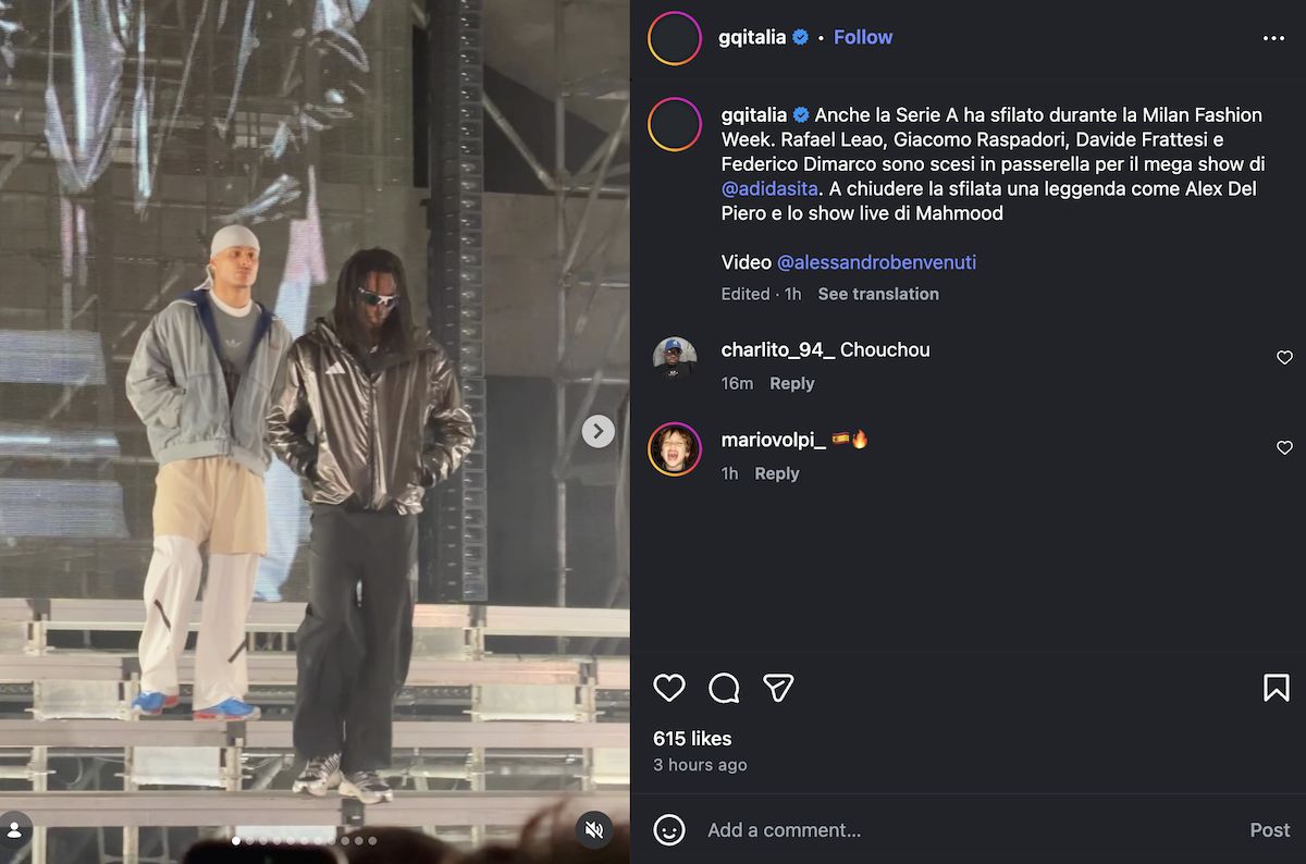 Watch: Leao stars at Milan Fashion Week as part of Adidas show