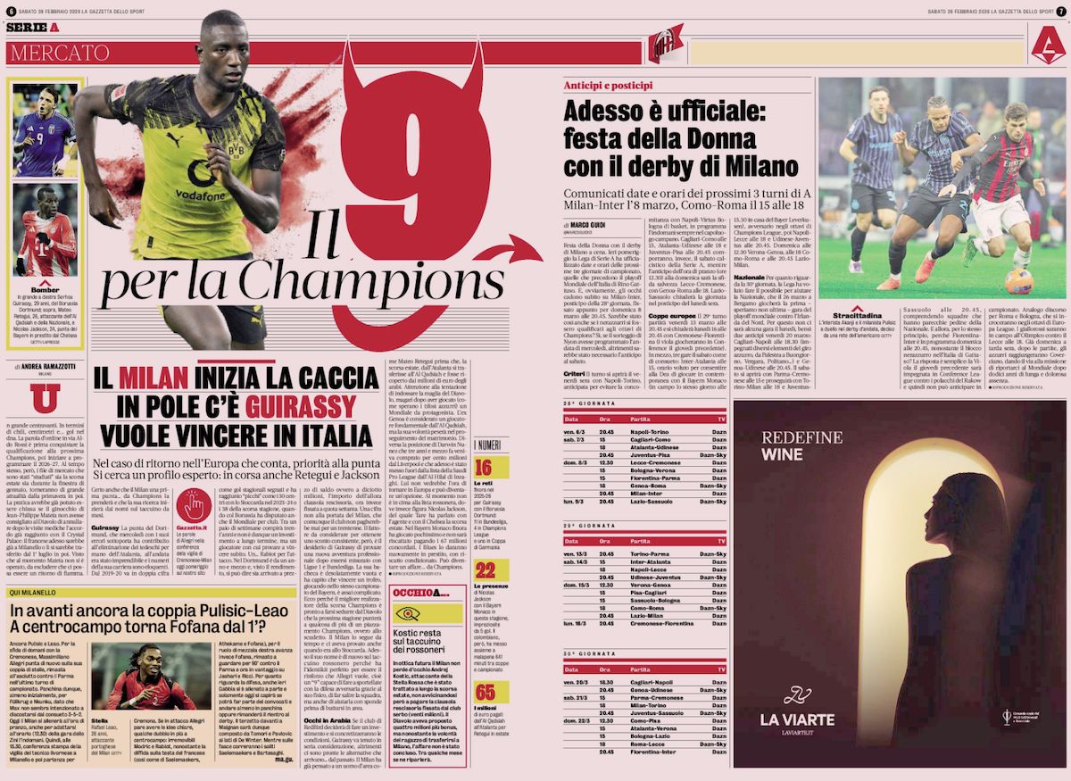 la gazzetta dello sport 28 february
