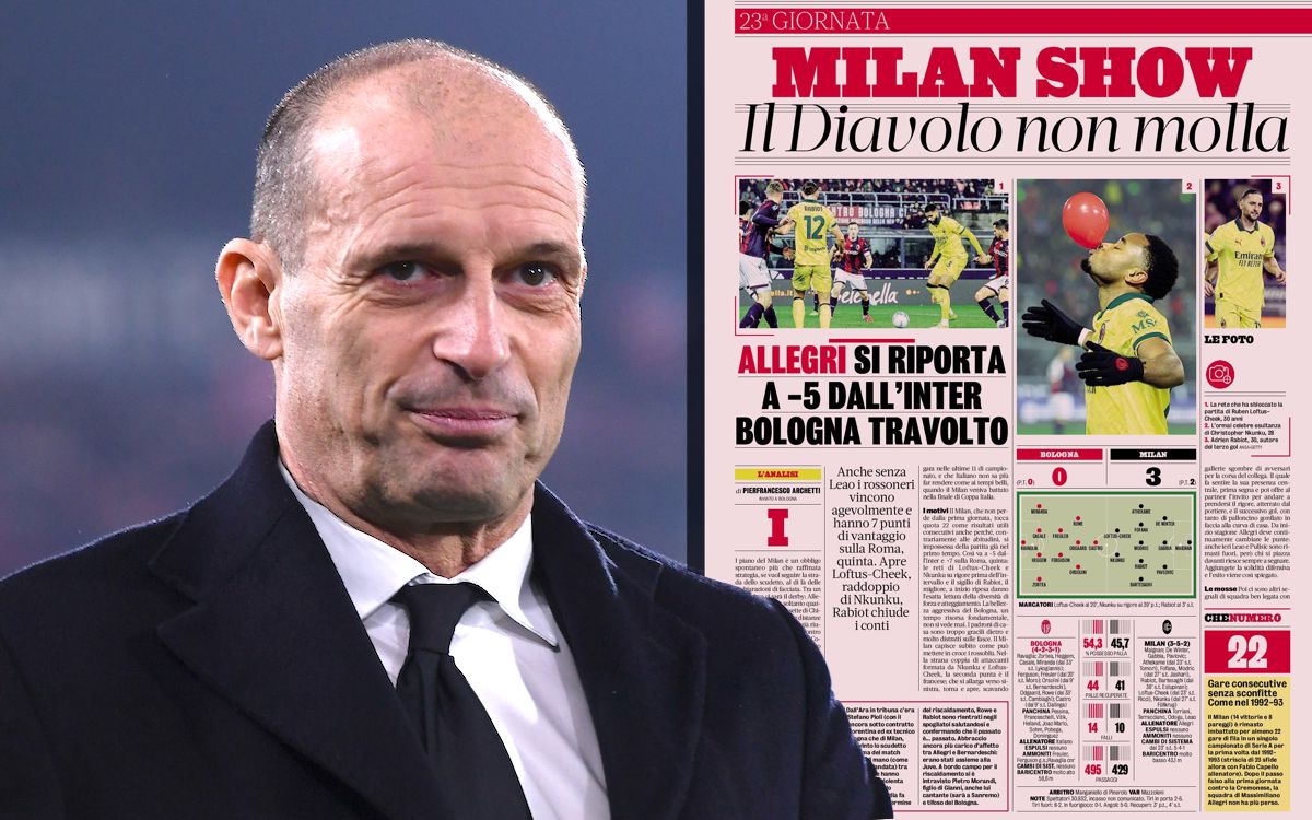 GdS: ‘Milan show’ – how Allegri’s moves and an unusual front two overpowered Bologna