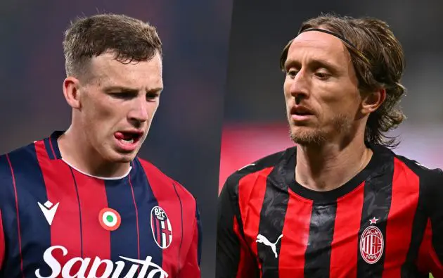 Lewis Ferguson of Bologna luka modric milan