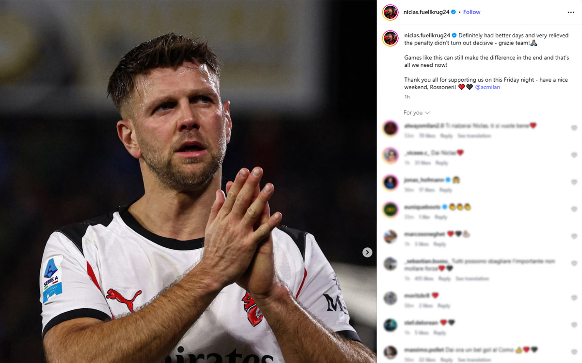 Füllkrug ‘relieved’ after missing penalty against Pisa: “Definitely had better days”