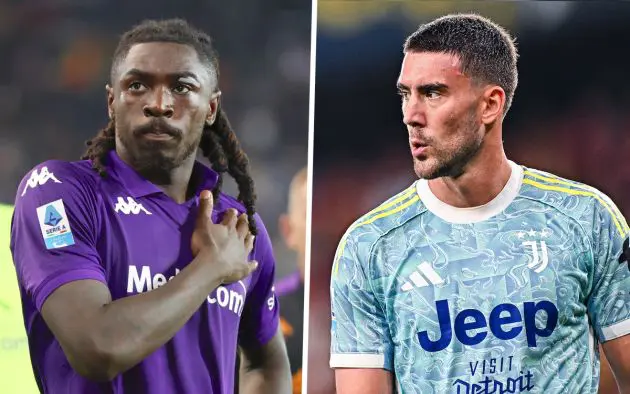 Dusan Vlahovic of Juventus, Moise Kean of Fiorentina