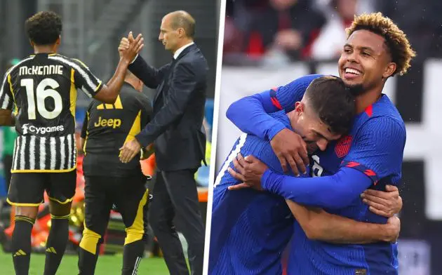 Christian Pulisic of United States celebrates with Weston McKennie Allegri
