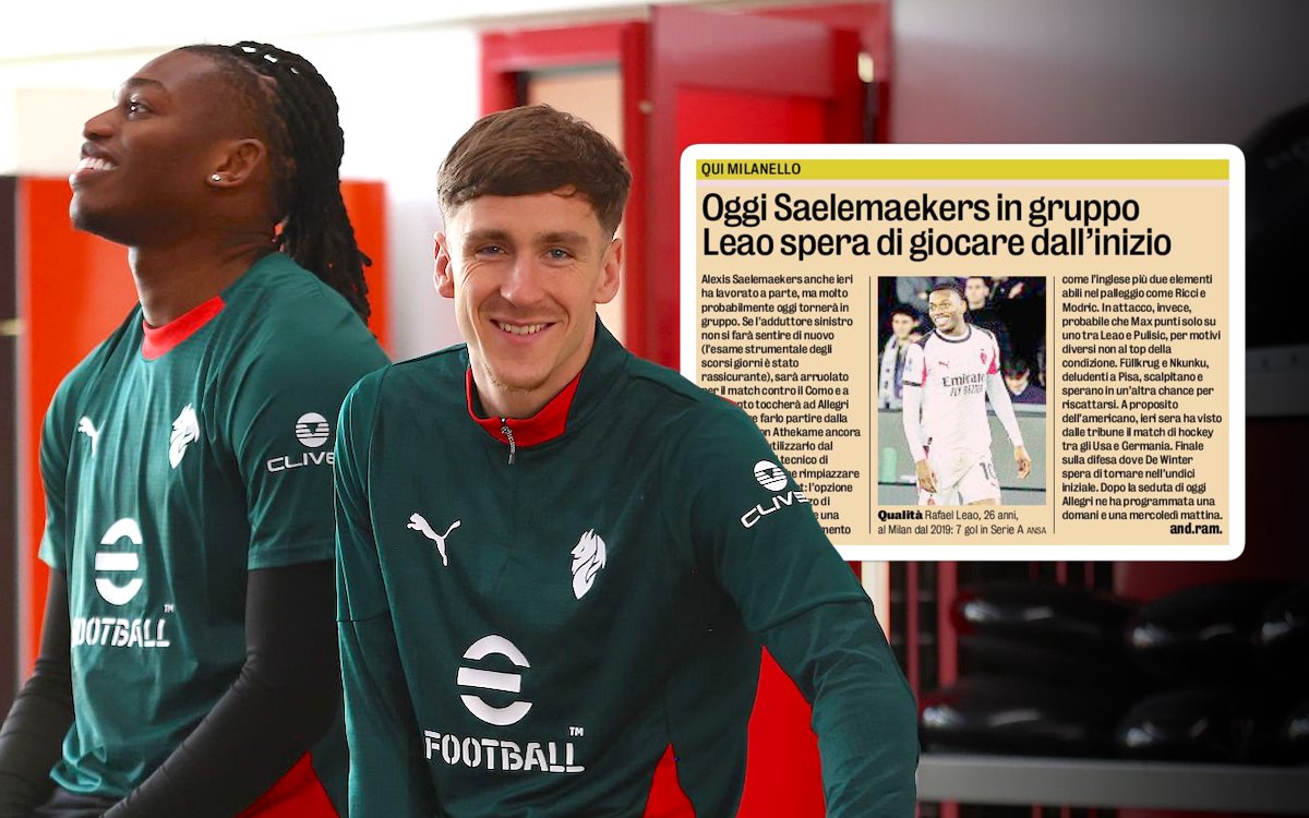 GdS: Leao, Saelemaekers, De Winter and more – Allegri’s doubts ahead of Como game