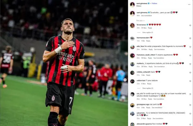 Gimenez message Instagram
