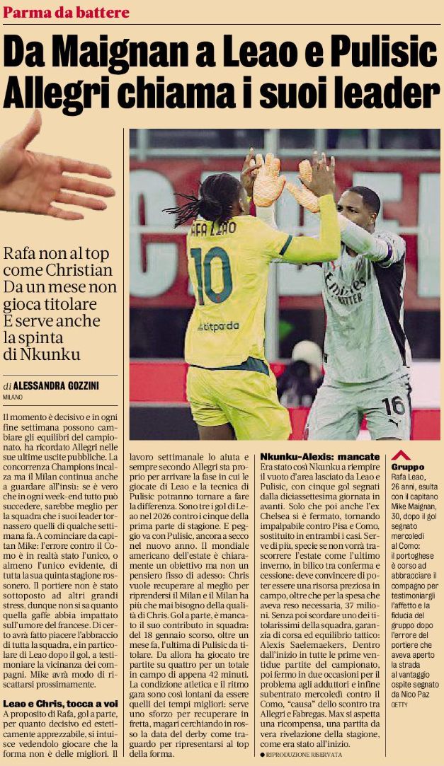 Leao and Gazzetta leaders inside