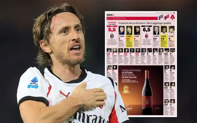 Modric and ratings for Pisa-Milan