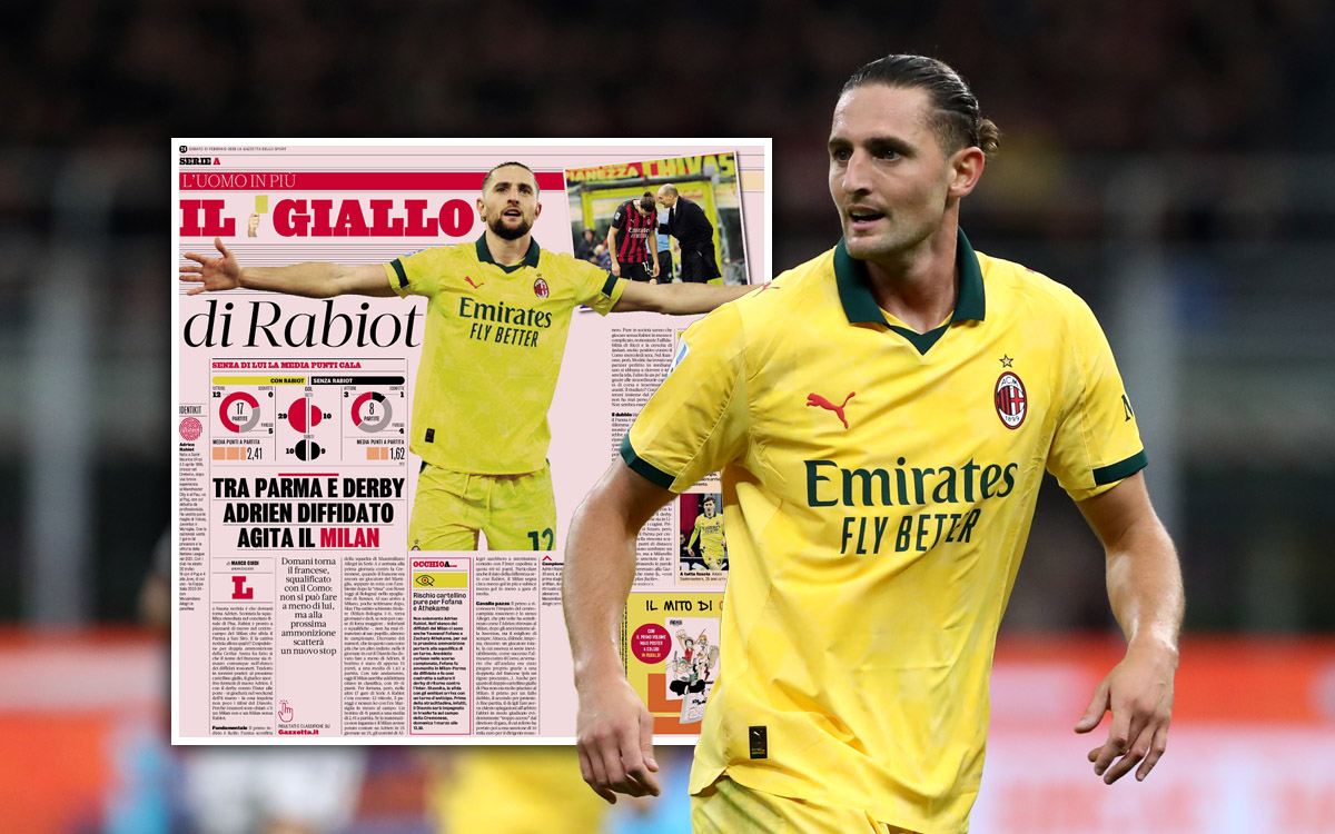 GdS: 'The yellow of Rabiot' - Milan happy and worried about key player's return