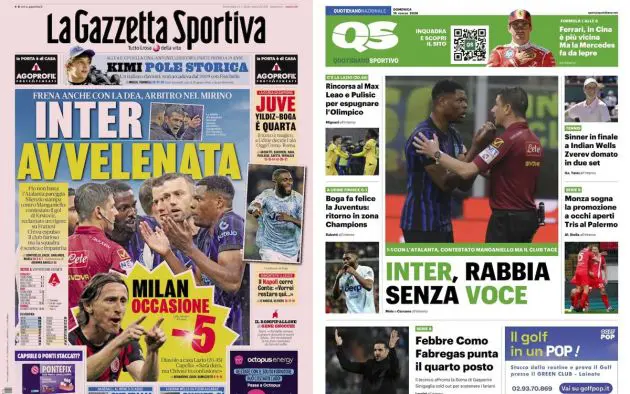 front pages 15 march lazio-milan