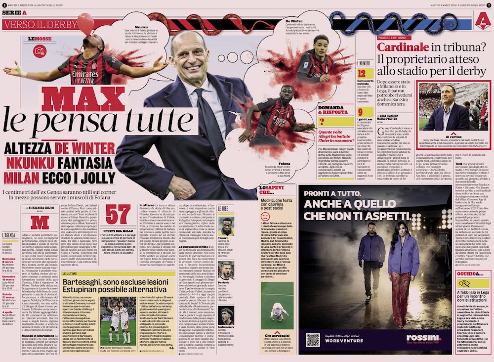 Gazzetta dello Sport March 3 2026 inter